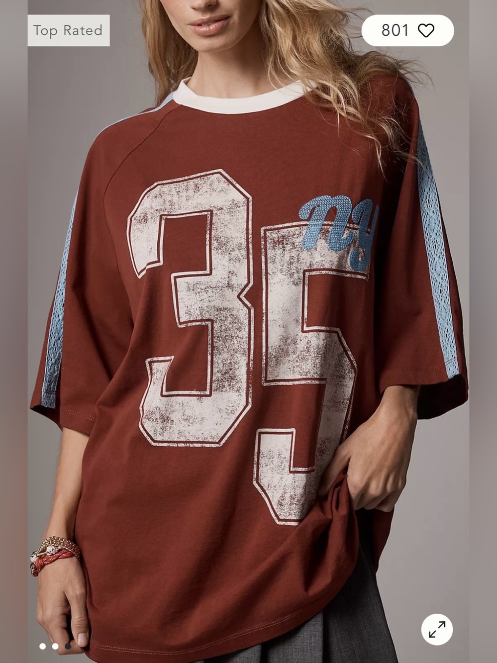 Anthropologie Oversized Sporty Tee in Dark Red Size S. NWOT.